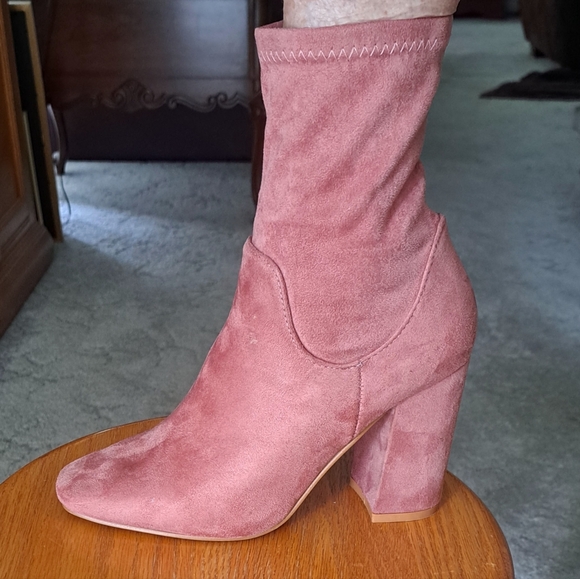 Dusty Pink Suede Like Bootie - Picture 6 of 6